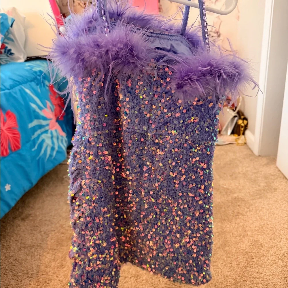 Lola + The Boys Purple Sequin Kids Dress - Picture 2 of 3